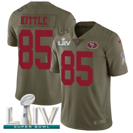 Nike 49ers #85 George Kittle Olive Super Bowl LIV 2020 Youth Stitched NFL Limited 2017 Salute To Service Jersey