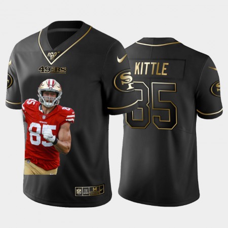 San Francisco 49ers #85 George Kittle Nike Team Hero 2 Vapor Limited NFL 100 Jersey Black Golden