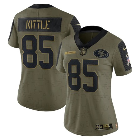 San Francisco 49ers #85 George Kittle Olive Nike Women's 2021 Salute To Service Limited Player Jersey