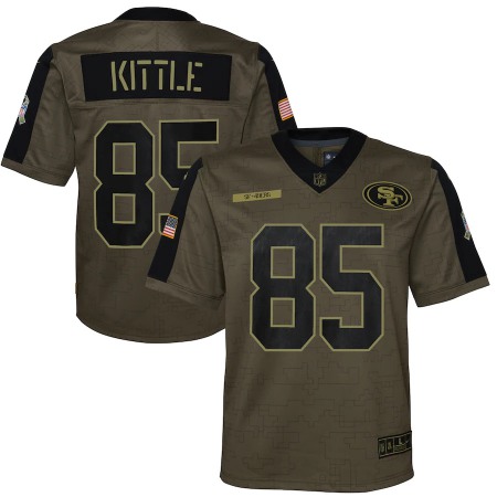 San Francisco 49ers #85 George Kittle Olive Nike Youth 2021 Salute To Service Game Jersey