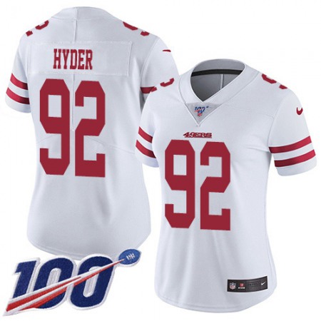 Nike 49ers #92 Kerry Hyder White Women's Stitched NFL 100th Season Vapor Untouchable Limited Jersey