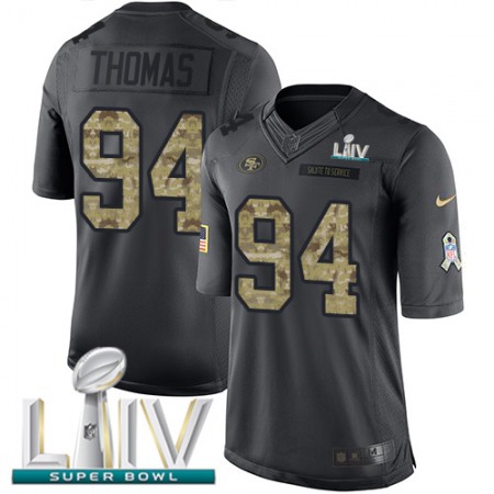 Nike 49ers #94 Solomon Thomas Black Super Bowl LIV 2020 Youth Stitched NFL Limited 2016 Salute to Service Jersey