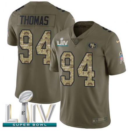 Nike 49ers #94 Solomon Thomas Olive/Camo Super Bowl LIV 2020 Youth Stitched NFL Limited 2017 Salute To Service Jersey