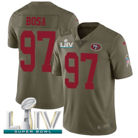 Nike 49ers #97 Nick Bosa Olive Super Bowl LIV 2020 Youth Stitched NFL Limited 2017 Salute To Service Jersey