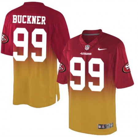 Nike 49ers #99 DeForest Buckner Red/Gold Men's Stitched NFL Elite Fadeaway Fashion Jersey