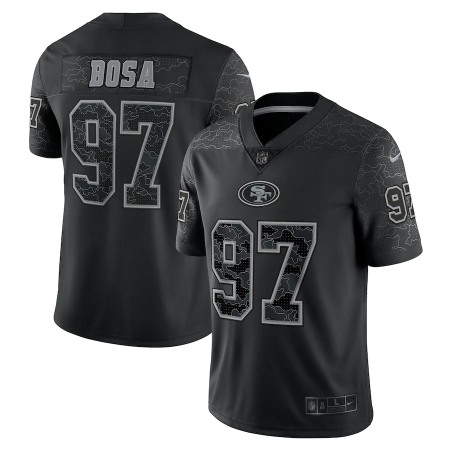 San Francisco 49ers #97 Nick Bosa Black Men's Nike NFL Black Reflective Limited Jersey