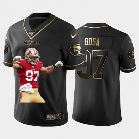 San Francisco 49ers #97 Nick Bosa Nike Team Hero 1 Vapor Limited NFL 100 Jersey Black Golden