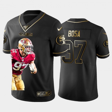San Francisco 49ers #97 Nick Bosa Nike Team Hero 3 Vapor Limited NFL 100 Jersey Black Golden