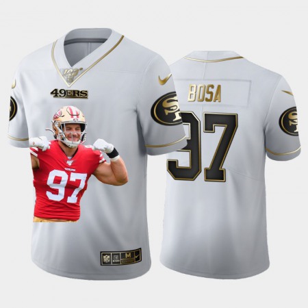 San Francisco 49ers #97 Nick Bosa Nike Team Hero 3 Vapor Limited NFL 100 Jersey White Golden