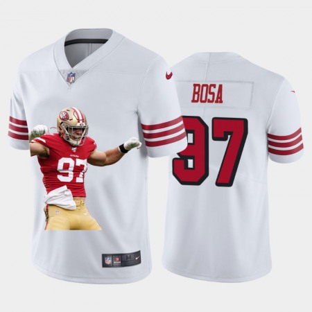 San Francisco 49ers #97 Nick Bosa Nike Team Hero Rush Vapor Limited NFL Jersey White