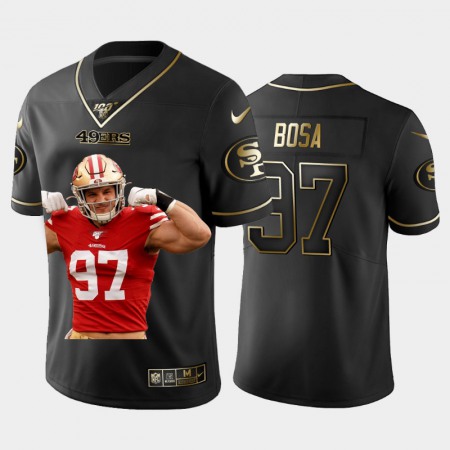San Francisco 49ers #97 Nick Bosa Nike Team Hero Vapor Limited NFL 100 Jersey Black Golden