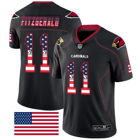 Nike Cardinals #11 Larry Fitzgerald Black Men's Stitched NFL Limited Rush USA Flag Jersey