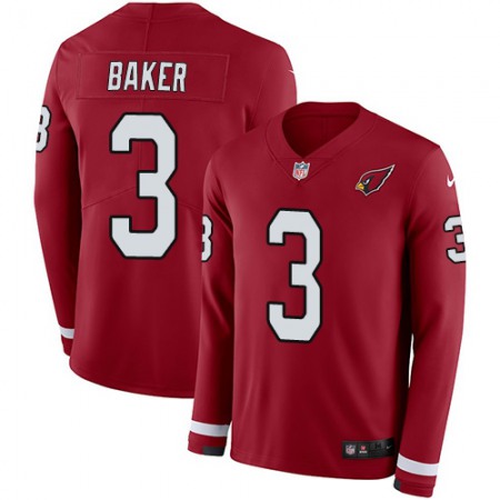 Nike Cardinals #3 Budda Baker Red Team Color Men's Stitched NFL Limited Therma Long Sleeve Jersey