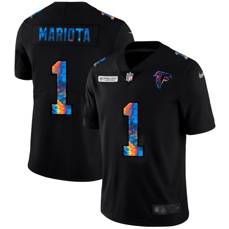 Atlanta Falcons #1 Marcus Mariota Men's Nike Multi-Color Black 2020 NFL Crucial Catch Vapor Untouchable Limited Jersey