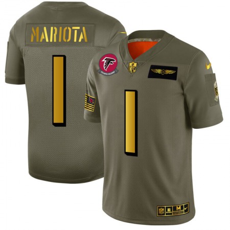 Atlanta Falcons #1 Marcus Mariota NFL Men's Nike Olive Gold 2019 Salute to Service Limited Jersey