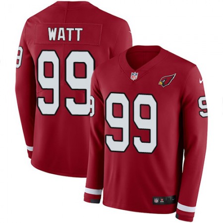 Nike Cardinals #99 J.J. Watt Red Team Color Men's Stitched NFL Limited Therma Long Sleeve Jersey