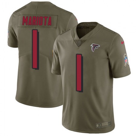 Nike Falcons #1 Marcus Mariota Olive Men's Stitched NFL Limited 2017 Salute To Service Jersey