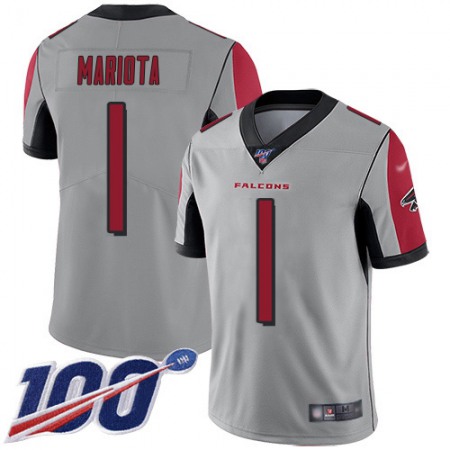 Nike Falcons #1 Marcus Mariota Silver Men's Stitched NFL Limited Inverted Legend 100th Season Jersey