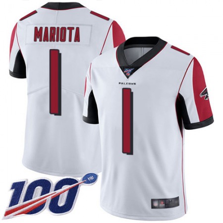 Nike Falcons #1 Marcus Mariota White Men's Stitched NFL 100th Season Vapor Untouchable Limited Jersey