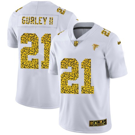 Atlanta Falcons #21 Todd Gurley II Men's Nike Flocked Leopard Print Vapor Limited NFL Jersey White