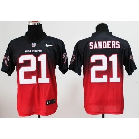 Nike Falcons #21 Deion Sanders Black/Red Men's Stitched NFL Elite Fadeaway Fashion Jersey