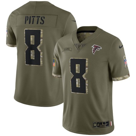 Atlanta Falcons #8 Kyle Pitts Nike Men's 2022 Salute To Service Limited Jersey - Olive