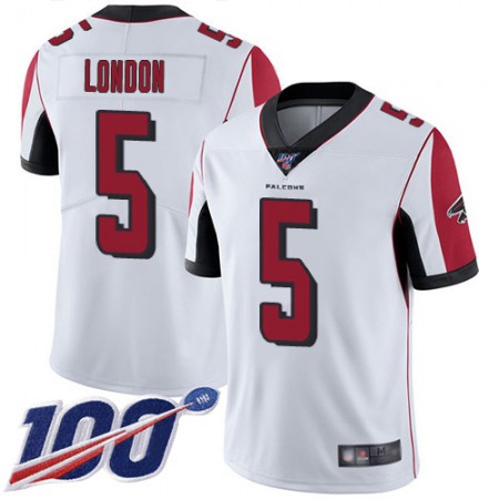 Nike Falcons #5 Drake London White Men's Stitched NFL 100th Season Vapor Untouchable Limited Jersey