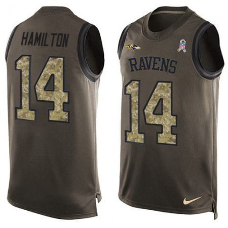 Nike Ravens #14 Kyle Hamilton Green Men's Stitched NFL Limited Salute To Service Tank Top Jersey