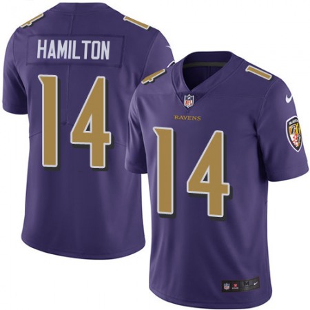 Nike Ravens #14 Kyle Hamilton Purple Men's Stitched NFL Limited Rush Jersey
