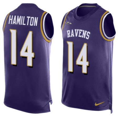 Nike Ravens #14 Kyle Hamilton Purple Team Color Men's Stitched NFL Limited Tank Top Jersey