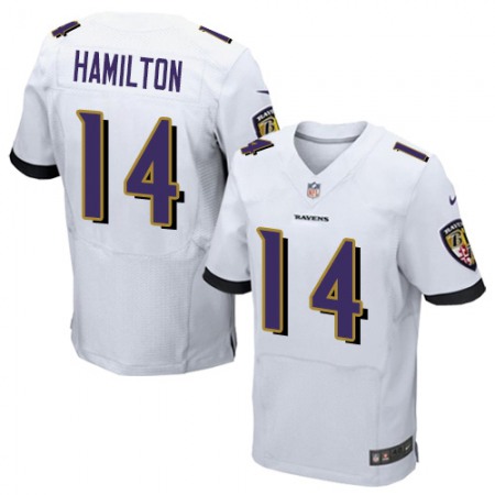 Nike Ravens #14 Kyle Hamilton White Men's Stitched NFL New Elite Jersey