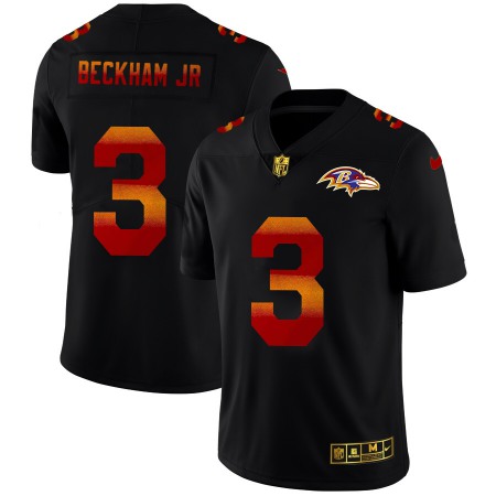 Baltimore Ravens #3 Odell Beckham Jr. Men's Black Nike Red Orange Stripe Vapor Limited NFL Jersey