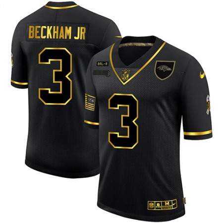 Baltimore Ravens #3 Odell Beckham Jr. Men's Nike 2020 Salute To Service Golden Limited NFL Jersey Black