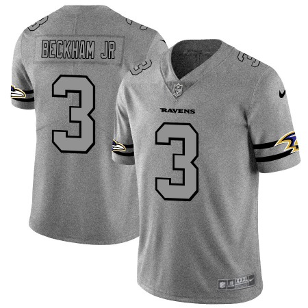 Baltimore Ravens #3 Odell Beckham Jr. Men's Nike Gray Gridiron II Vapor Untouchable Limited NFL Jersey