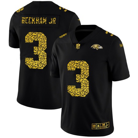 Baltimore Ravens #3 Odell Beckham Jr. Men's Nike Leopard Print Fashion Vapor Limited NFL Jersey Black