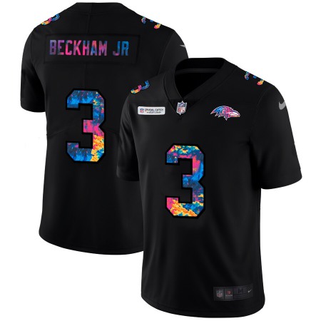 Baltimore Ravens #3 Odell Beckham Jr. Men's Nike Multi-Color Black 2020 NFL Crucial Catch Vapor Untouchable Limited Jersey