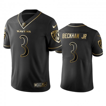 Nike Ravens #3 Odell Beckham Jr. Black Golden Limited Edition Stitched NFL Jersey