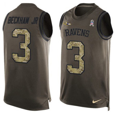 Nike Ravens #3 Odell Beckham Jr. Green Men's Stitched NFL Limited Salute To Service Tank Top Jersey
