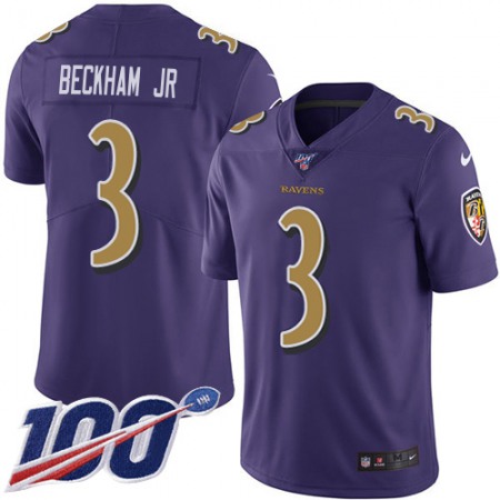 Nike Ravens #3 Odell Beckham Jr. Purple Men's Stitched NFL Limited Rush 100th Season Jersey