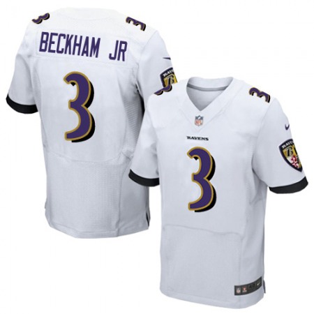 Nike Ravens #3 Odell Beckham Jr. White Men's Stitched NFL New Elite Jersey