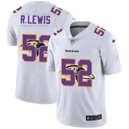 Baltimore Ravens #52 Ray Lewis White Men's Nike Team Logo Dual Overlap Limited NFL Jersey