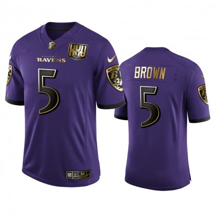 Baltimore Ravens #5 Marquise Brown Men's Nike Purple Team 25th Season Golden Limited NFL Jersey