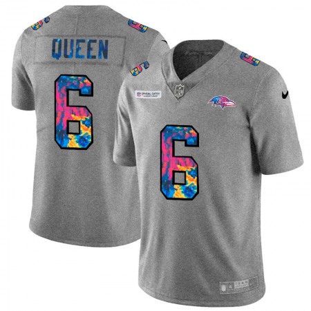 Baltimore Ravens #6 Patrick Queen Men's Nike Multi-Color 2020 NFL Crucial Catch NFL Jersey Greyheather