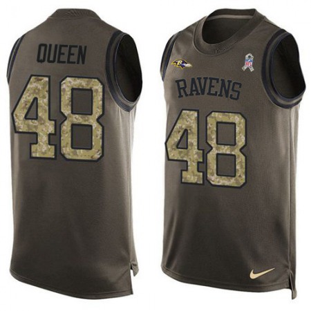 Nike Ravens #48 Patrick Queen Green Men's Stitched NFL Limited Salute To Service Tank Top Jersey
