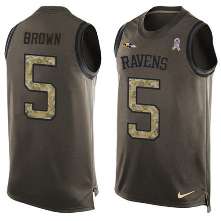 Nike Ravens #5 Marquise Brown Green Men's Stitched NFL Limited Salute To Service Tank Top Jersey