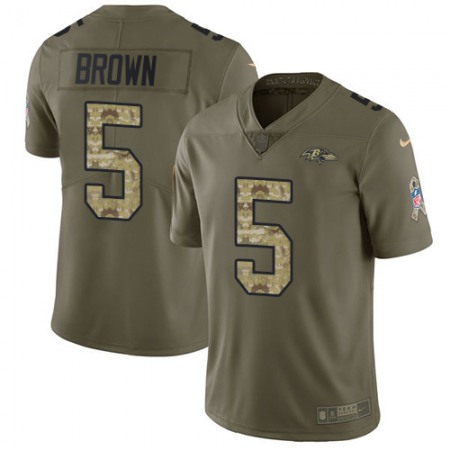 Nike Ravens #5 Marquise Brown Olive/Camo Men's Stitched NFL Limited 2017 Salute To Service Jersey