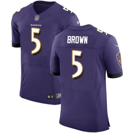Nike Ravens #5 Marquise Brown Purple Team Color Men's Stitched NFL Vapor Untouchable Elite Jersey