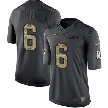 Nike Ravens #6 Patrick Queen Black Men's Stitched NFL Limited 2016 Salute to Service Jersey