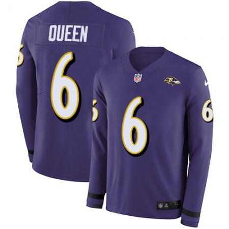 Nike Ravens #6 Patrick Queen Purple Team Color Men's Stitched NFL Limited Therma Long Sleeve Jersey