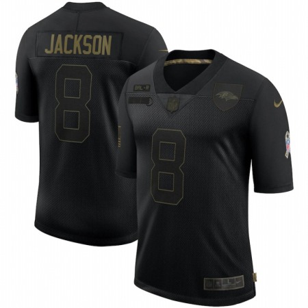 Baltimore Ravens #8 Lamar Jackson Nike 2020 Salute To Service Limited Jersey Black